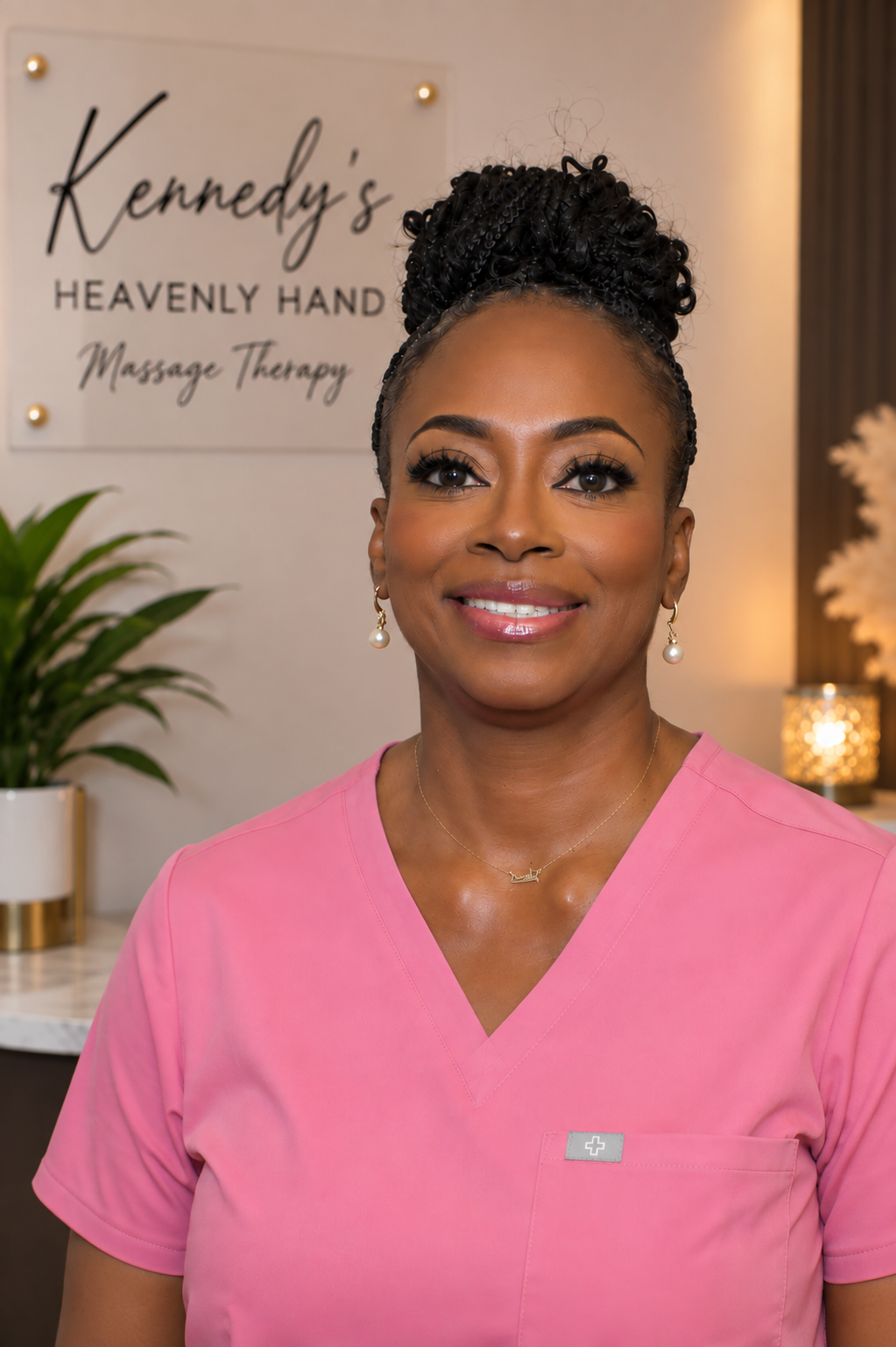 Tina DuBose, licensed massage therapist, in her studio